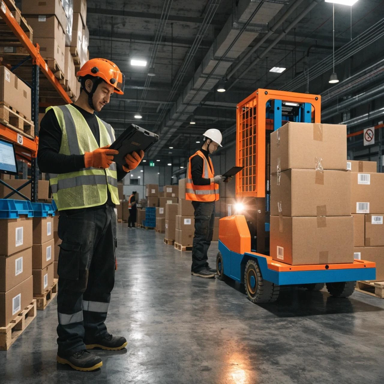 Logística de almacén moderno con tecnología avanzada